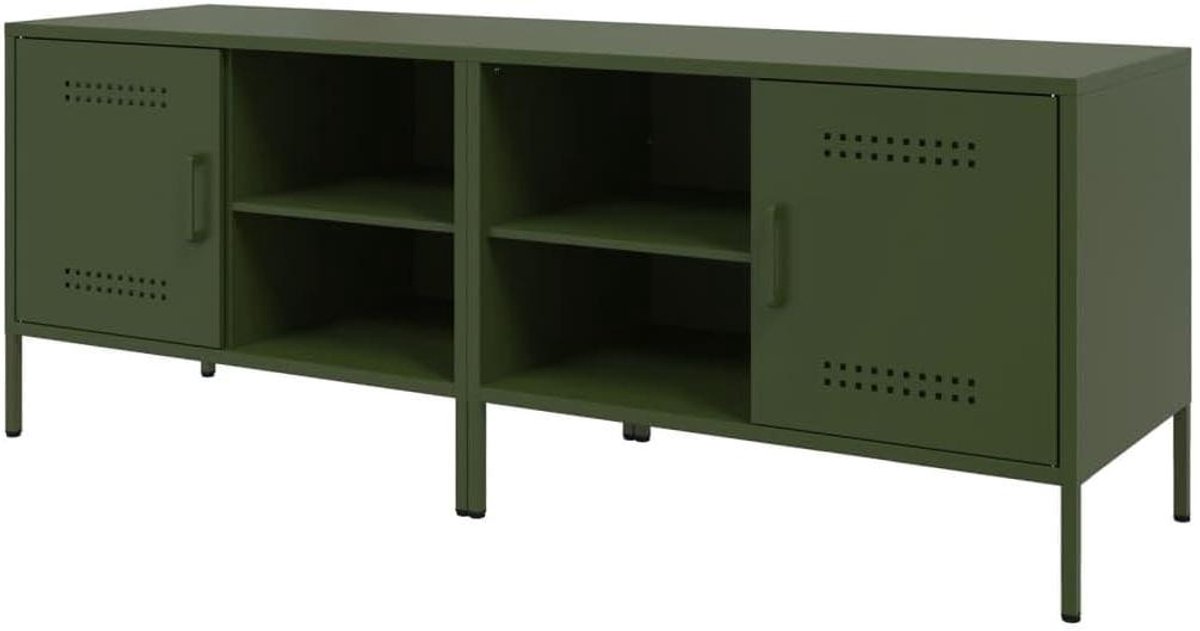 TV Meubel - TV Kast - Woonkamer Inrichten - Industriële Stijl - 68x39x50.5 cm - Olijfgroen