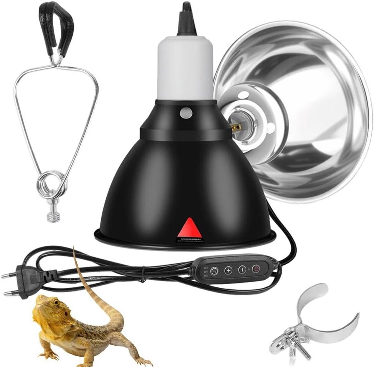 Terrarium Verwarmingslamp - Warmtelamp Reptiel - Klimaatbeheersing Terrarium - 360° Draaibare Clip - 212 x 157 x 154 cm - Zwart