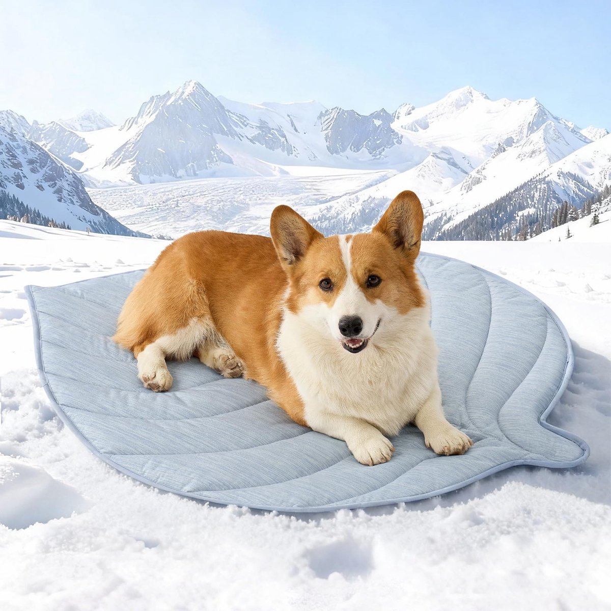 KISS Koelmat voor Honden & Katten 99x86cm, Koeldeken met Bladvormig Weefsel Q-Max>0.4, Zelfkoelende Hondenmat voor Zomer, Waterbestendig Wasbaar, Koelkussen voor Bank Bed Vloer Auto, Blauw