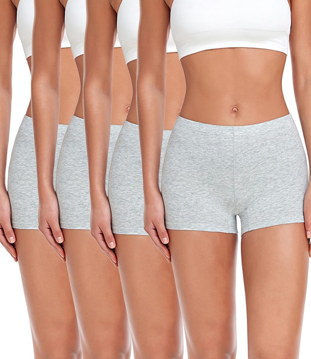 wirarpa Boyshort voor dames, slipje voor dames, veiligheidsboxer, anti-schurend katoen, ondergoed met 100% katoenen kruis, verpakking van 4 stuks