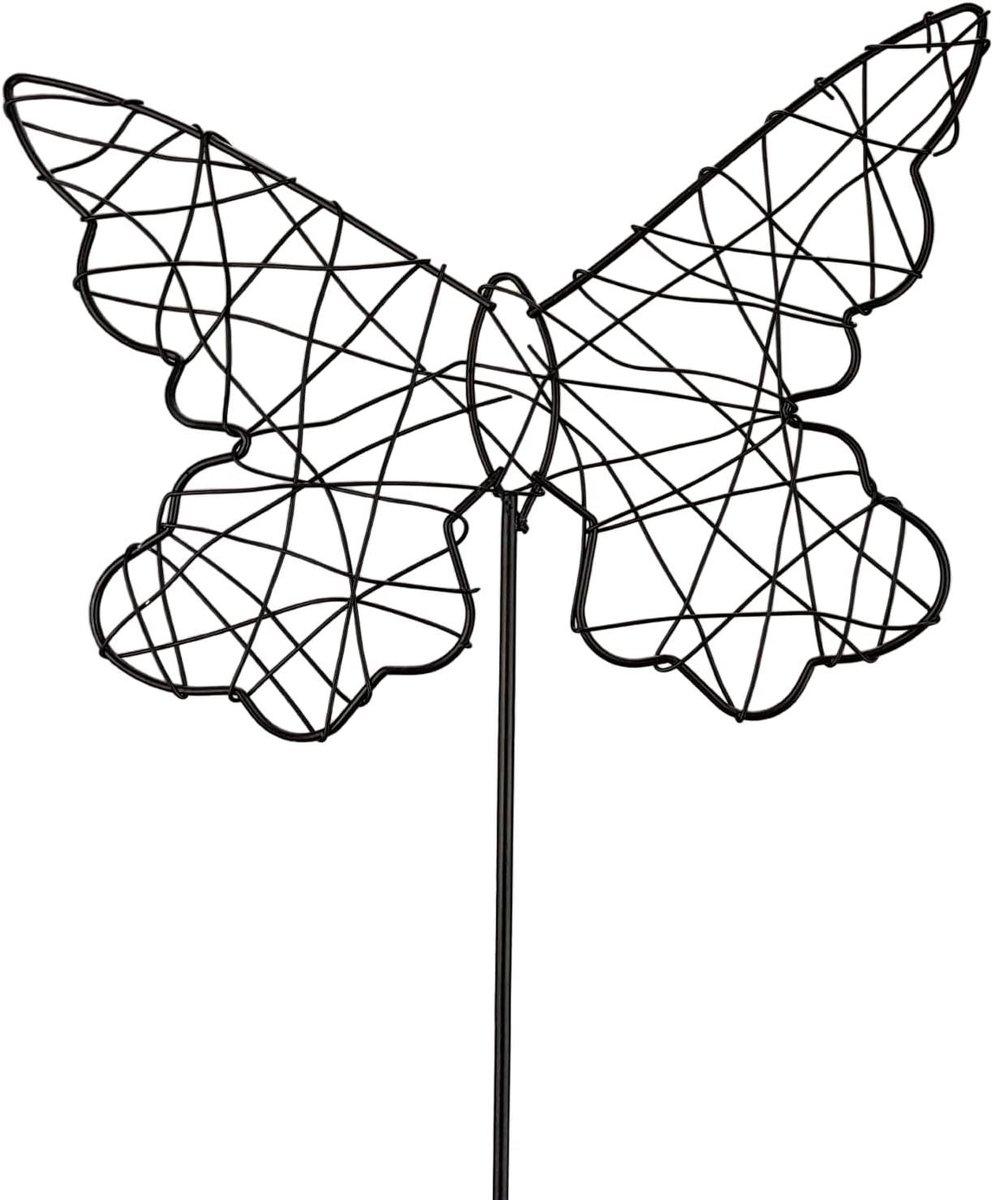 Decoratieve Vlinder - Tuinsteker Metaal - Tuin Decoreren - Weerbestendig Metaal - 45 cm - Zwart