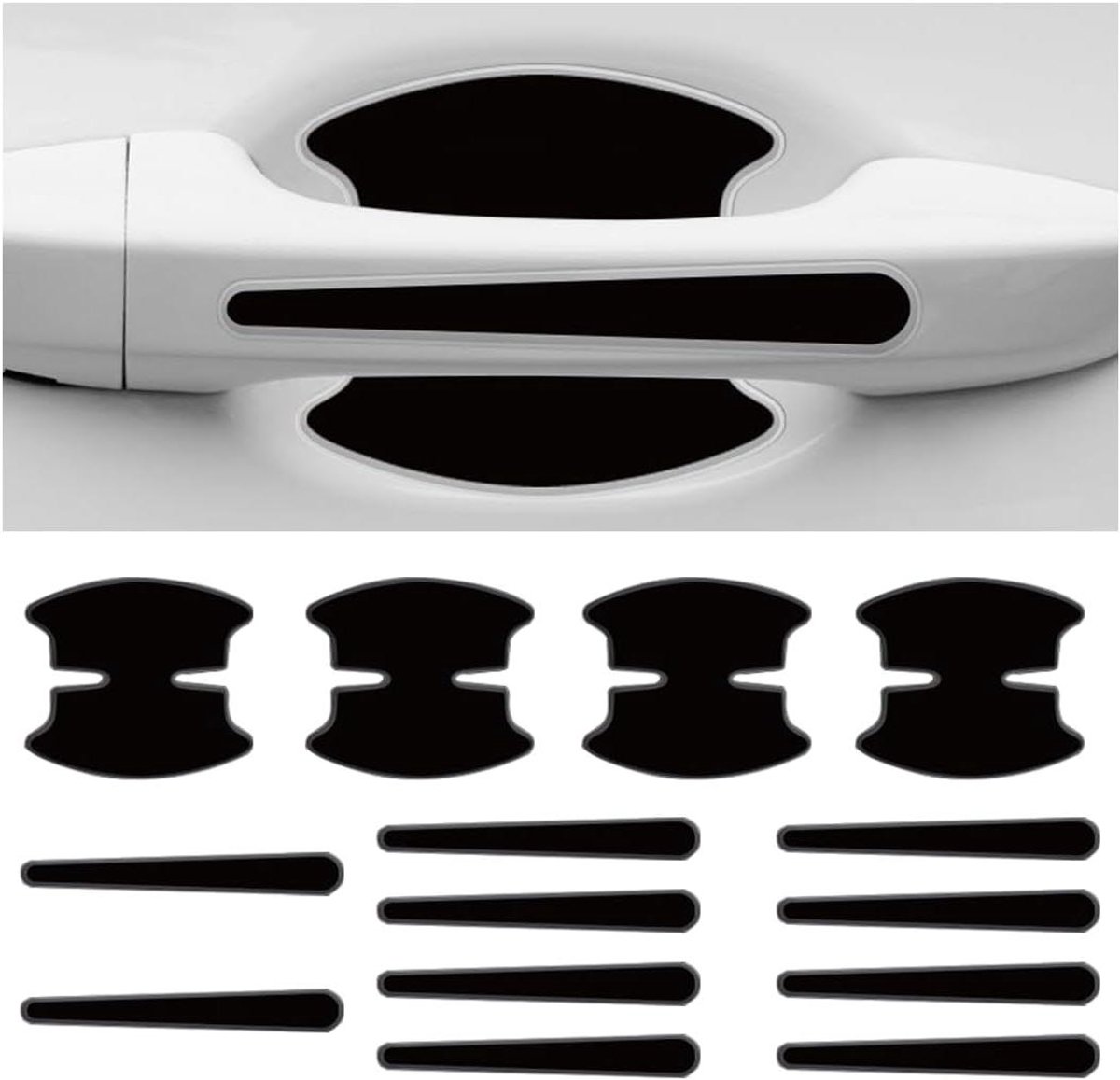 Autobeschermfolie Set - Deurstickers Krassen - Auto Beschermen - Krasbestendig PVC - 14 stuks - Zwart
