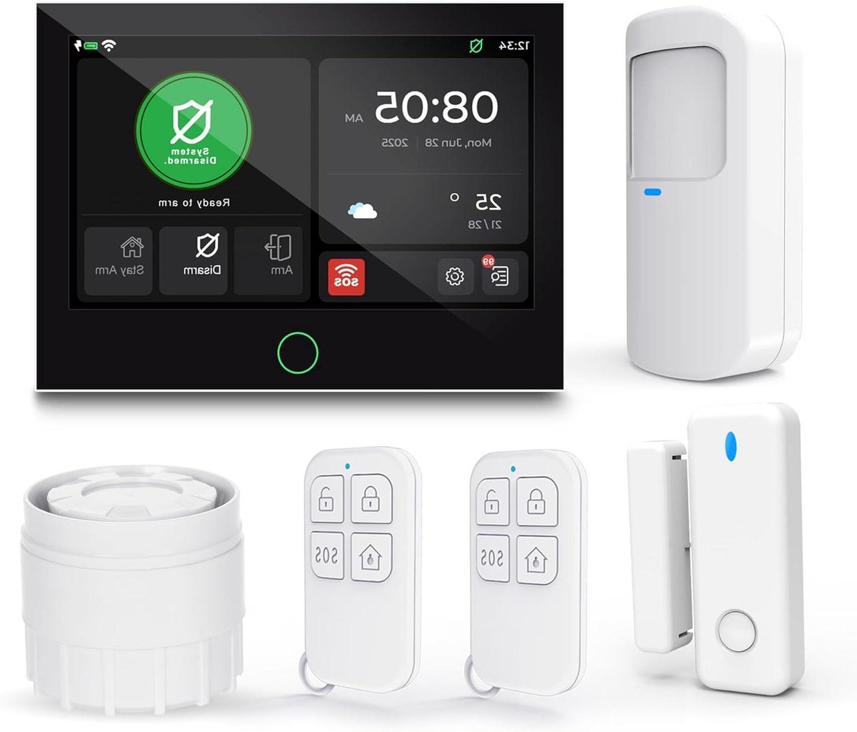 Alarmsysteem Huisbeveiliging - Beveiligingssysteem Thuis - Huis Beveiligen - Touchscreen Interface - 18 x 13 cm - Wit
