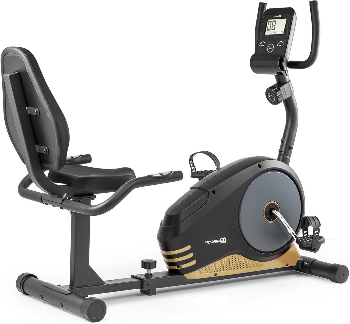 Ligfiets Hometrainer - Zitergometer Cardiofiets - Thuisconditie Verbeteren - Ergonomische Zitting Rugleuning - 150 x 60 x 107 cm - Goud