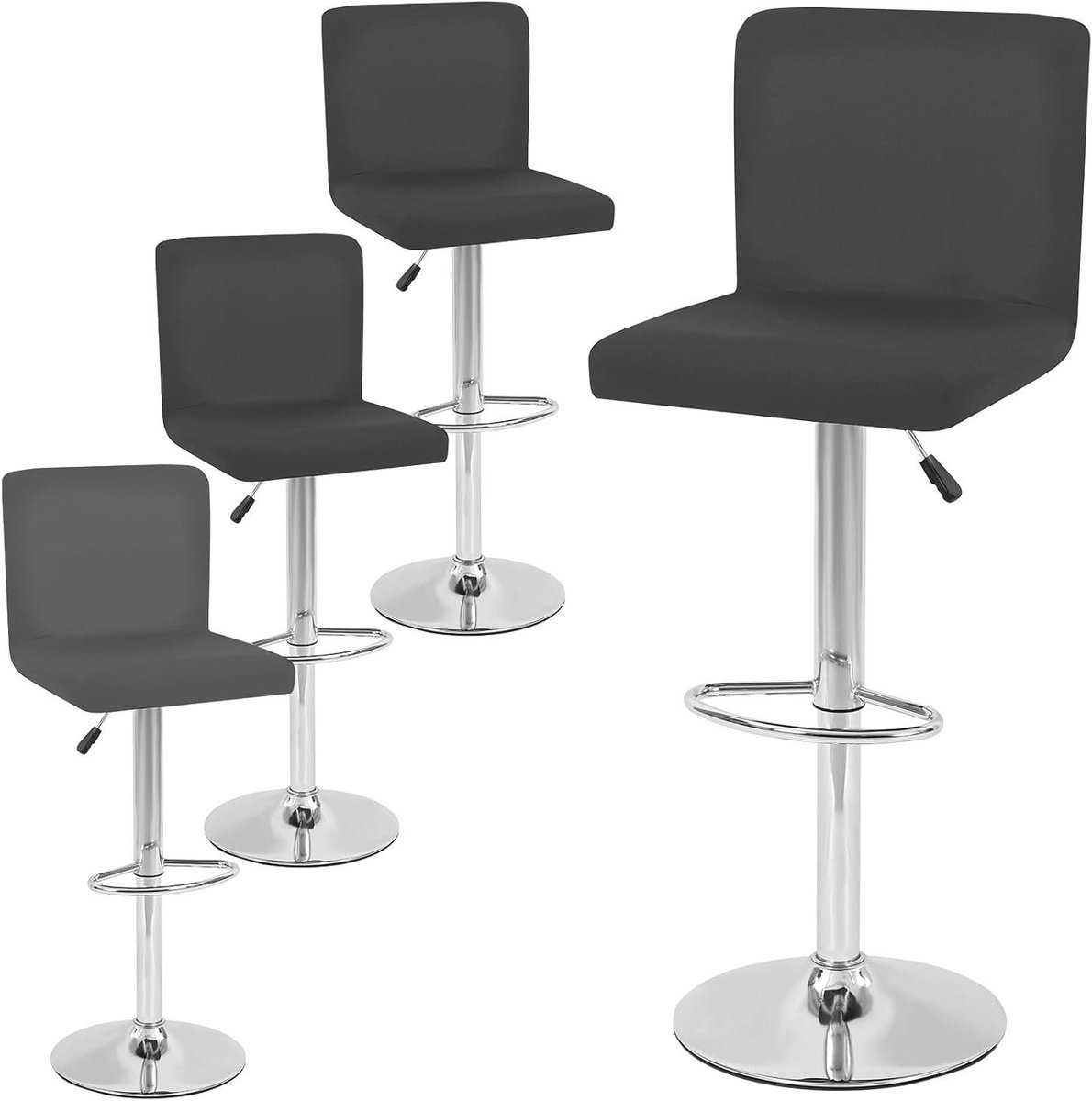 Stoelhoezen - Krukhoezen Barkrukhoezen - Meubels Vernieuwen - Rekbare Pasvorm - Set van 4 - Donkergrijs