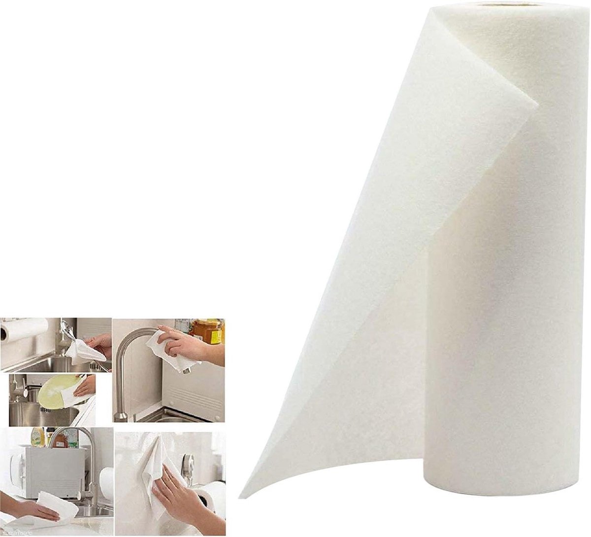 Herbruikbare Keukenrol - Vaatdoeken Bamboe - Keuken Schoonmaken - Ultra Absorberend - 20 Vellen - Ivoorkleurig