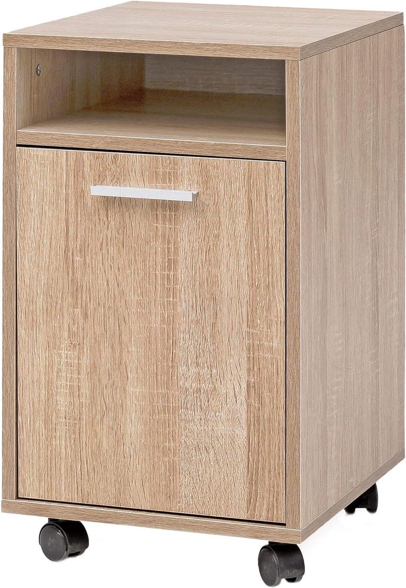 Bureau container - Opbergunit Kantoor - Documenten Opbergen - Melaminehars Laag - 33 x 38 x 60 cm - Licht hout