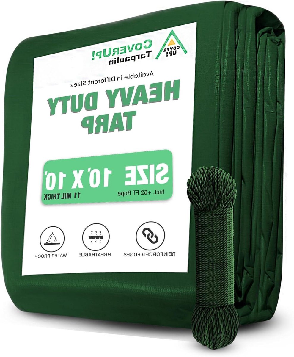 Afdekzeil Heavy Duty - Zeil Waterdicht - Bescherming Buiten - UV-bestendig Materiaal - 3 x 3 m - Groen