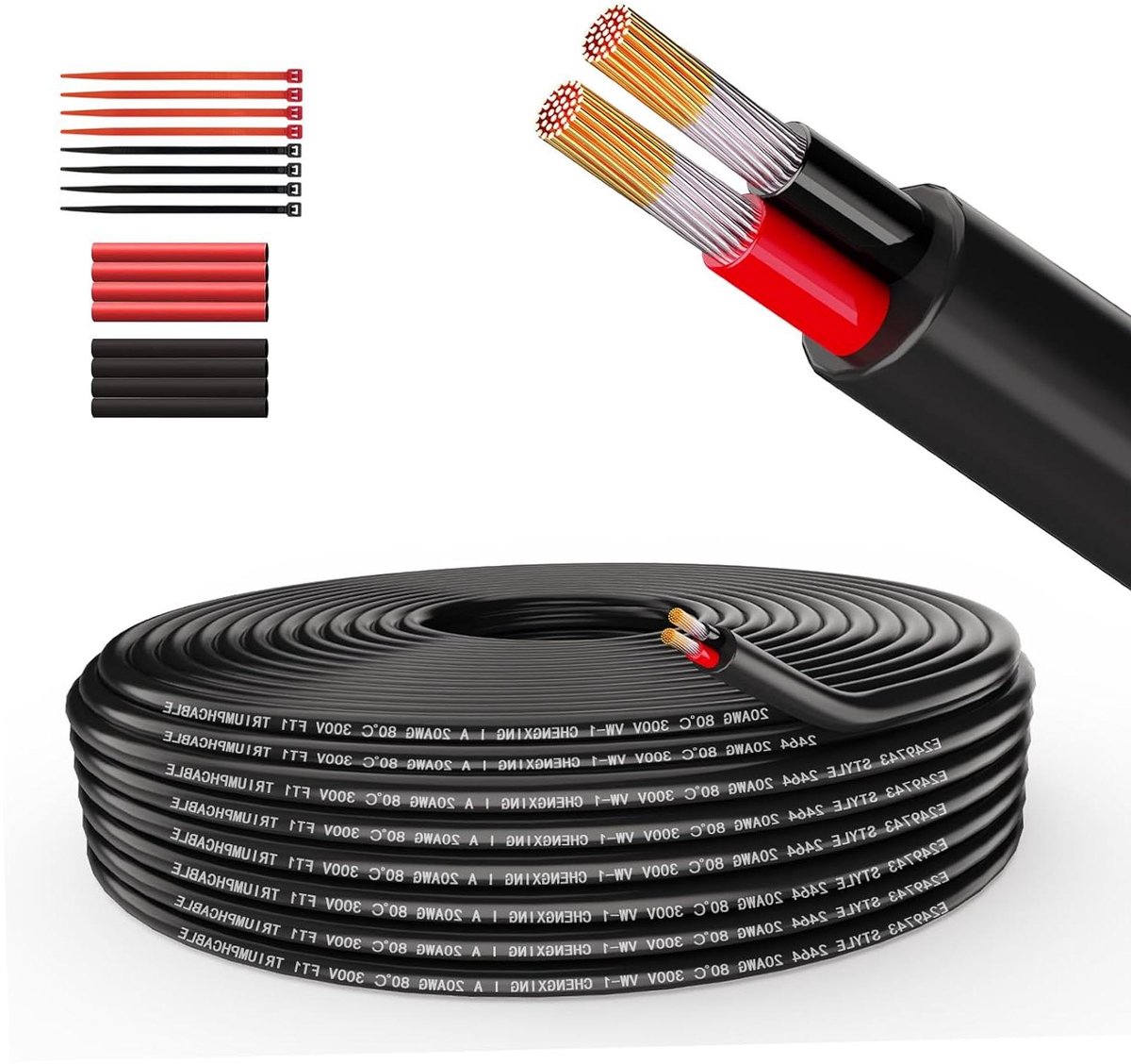Elektrische Kabel Draad - Verlengkabel 2-aderig - Laagspanning Aansluiten - Zuurstofvrij Koper - 3 Meter - Rood Zwart