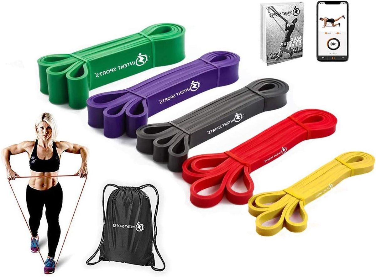 Weerstandsbanden Set - Fitness Banden Pull-up - Kracht Opbouwen - 4 Verschillende Weerstanden - 208 cm - Multicolor