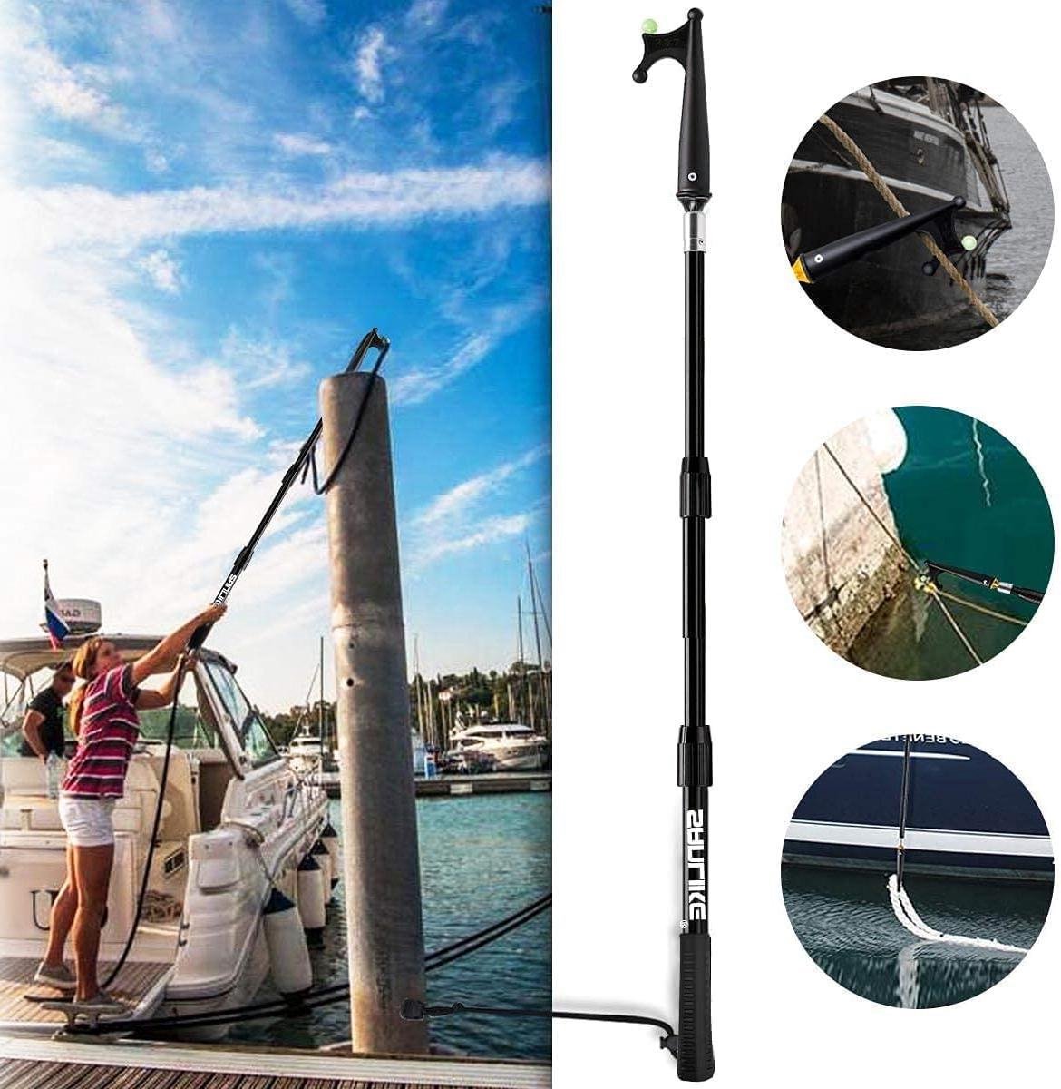 Telescopische Boothaak - Vishaak Tentstok - Boot Lijnen Pakken - Afneembare Lichtgevende Haak - 65-120 cm - Zwart