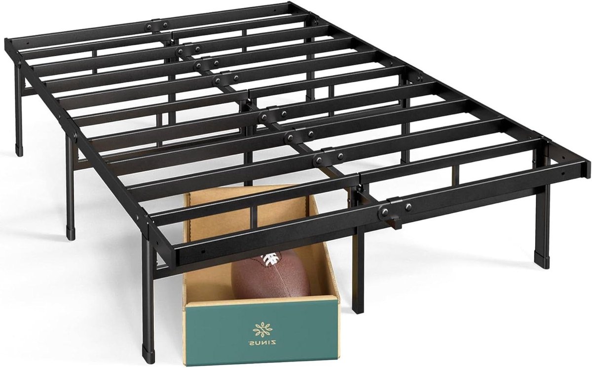 Metalen Bedframe - Platformbed Stalen Bed - Slaapkamer Organisatie - Ruimte Onder Bed - 160 x 190 cm - Zwart