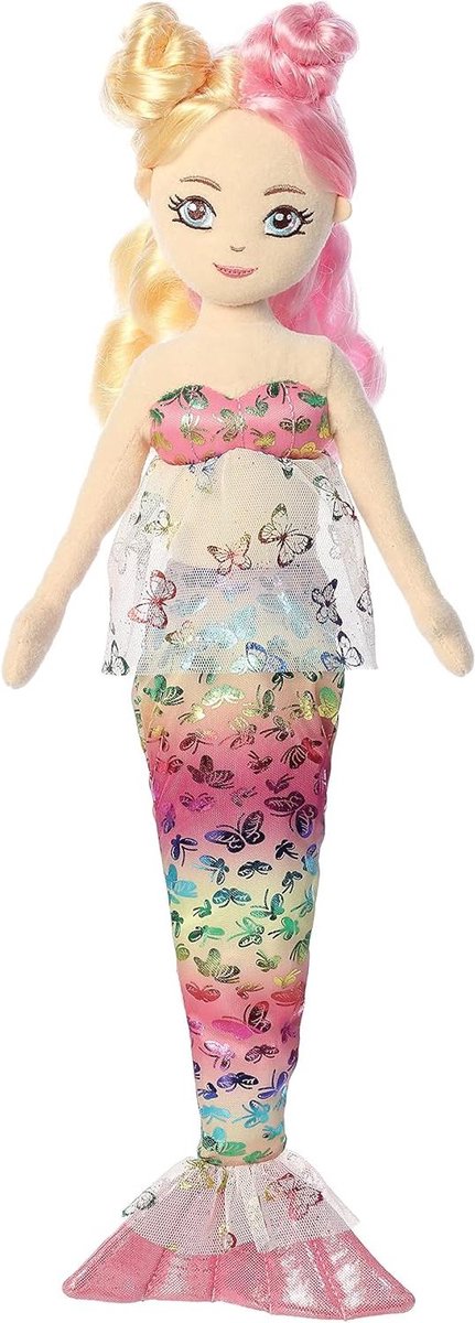 Pluche Zeemeermin Knuffel - Zeemeermin Speelgoed - Fantasie Spel - Beweegbare Visstaart - 45 cm - Meerkleurig