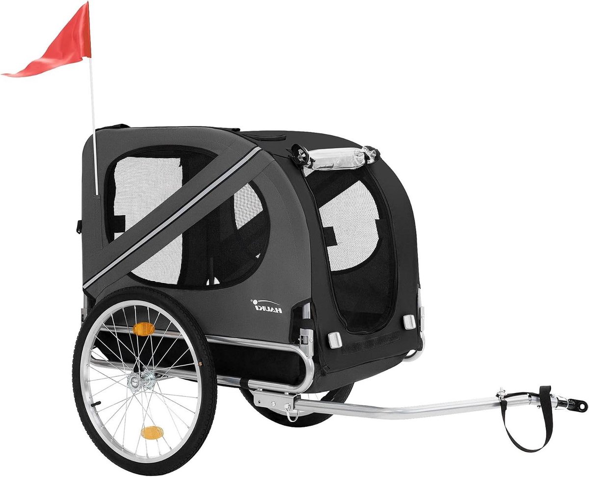 Fietskar Hondenbuggy - Hondenkar Aanhanger - Vervoeren Huisdier - 2-in-1 Ontwerp - 130x72x90 cm - Zwart