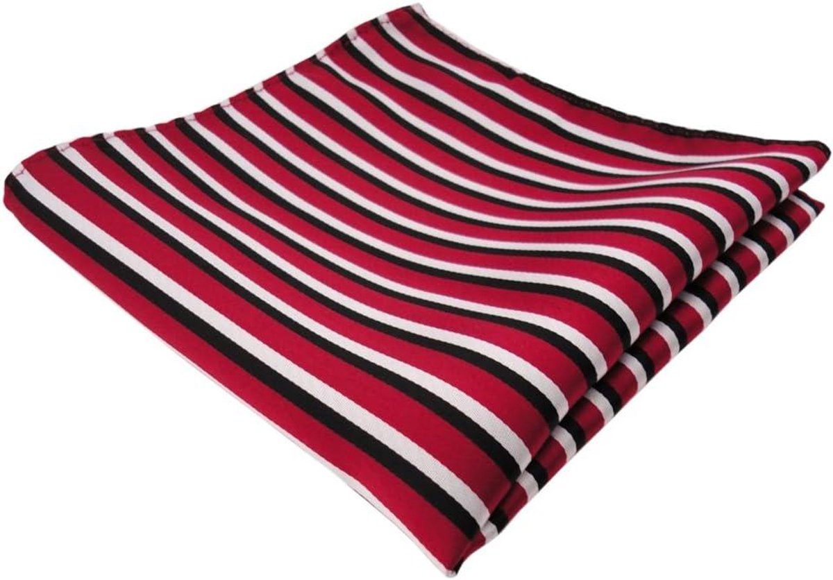 Zakdoek Heren - Pochette Stijlvol - Feestelijke Gelegenheid - Klassiek Patroon - One Size - Rood Wit Zwart