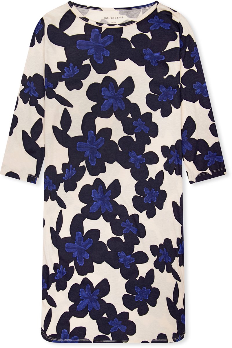 Schiesser dames Comfort Nightwear nachthemd met 3/4-mouwen en bloemenprint in verschillende kleuren - multicolour dessin multicolour 4