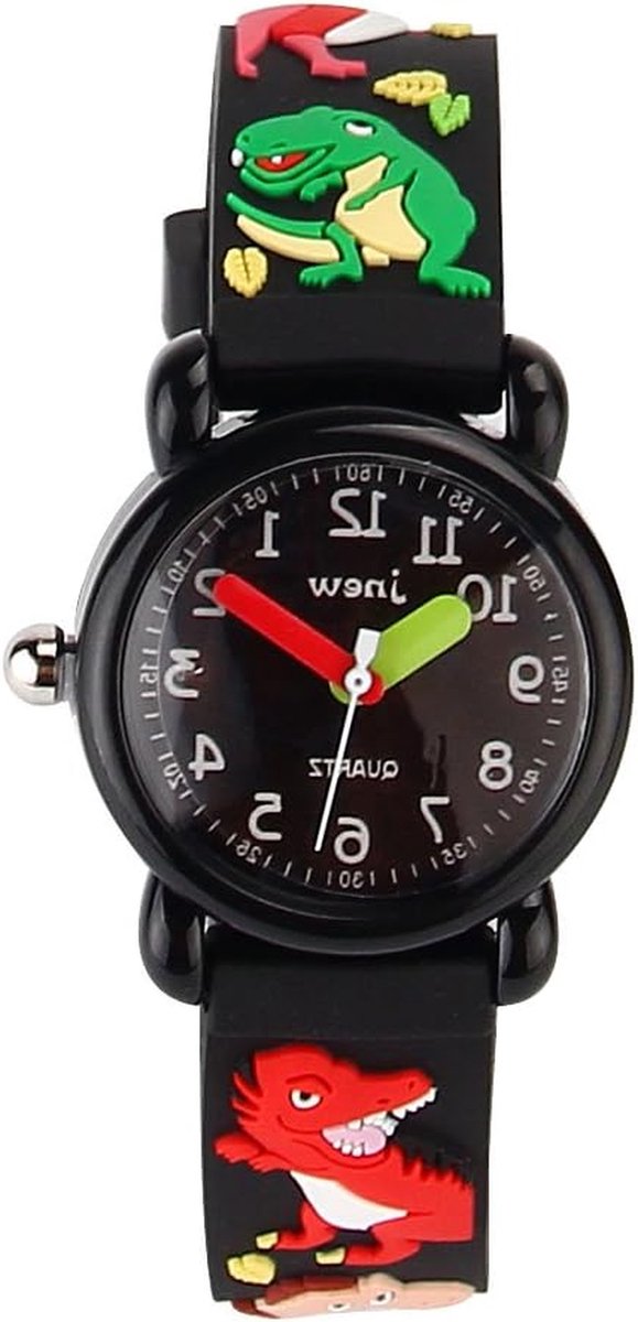 Kinderhorloge Waterdicht - Leuk Cartoon Horloge - Tijd Leren Lezen - 3D Rond Wijzerplaat - 21.7 cm - Blauw
