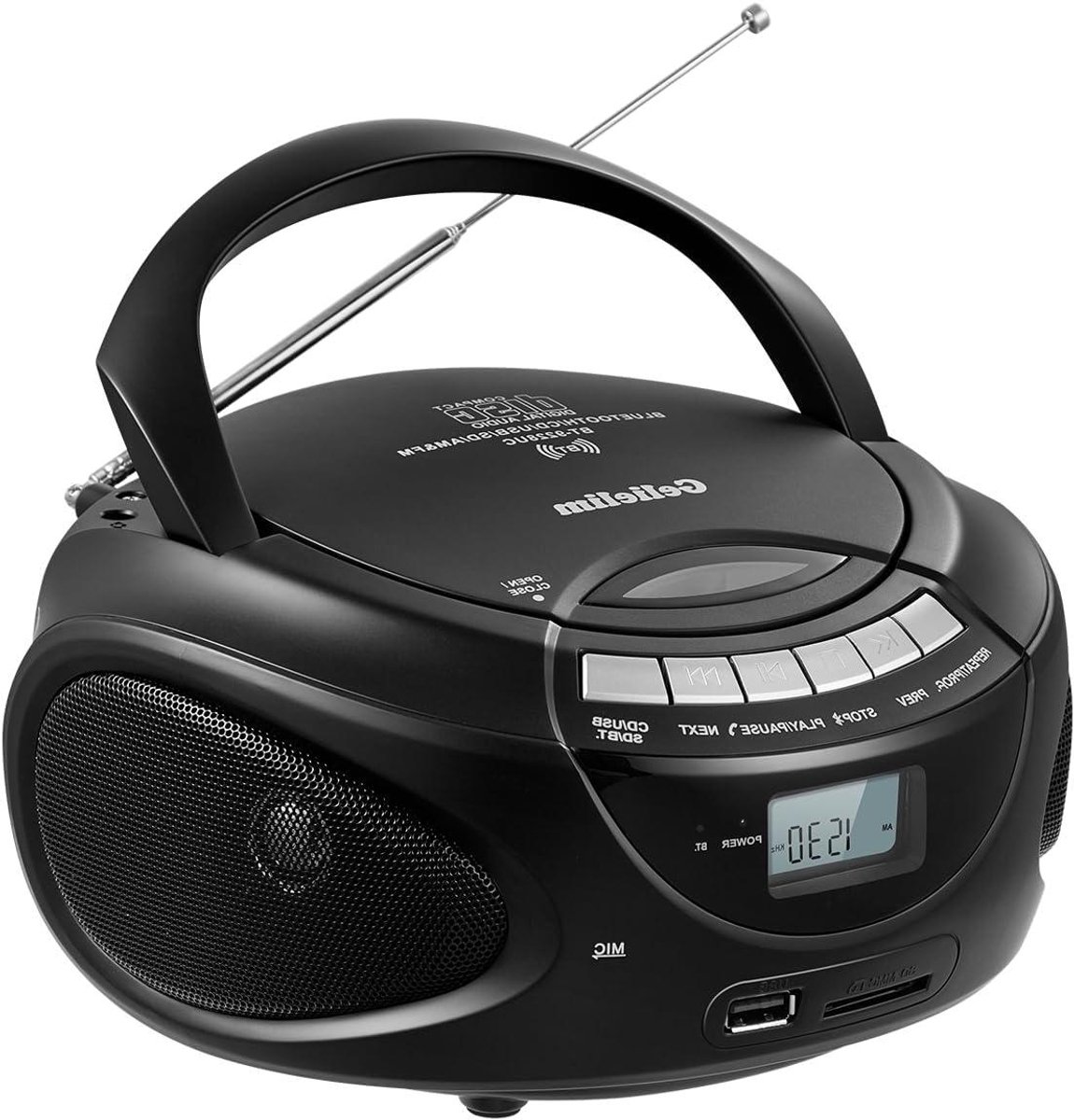 Draagbare CD Speler - Boombox Muziekspeler - Muziek Luisteren Thuis - Met Bluetooth en Radio - AC of Batterij - Wit