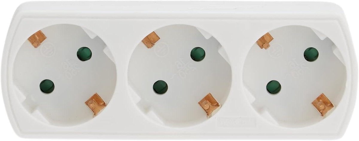 Stekkeradapter 3-voudig - Wandadapter Randaarde - Meerdere Apparaten - Horizontale Uitbreiding - 250V 16A - Wit