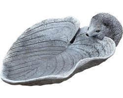 Vogelbad Insectenbad - Egel Op Blad - Tuindecoratie - Massief Gegoten Steen - 7x23x30 cm - Niet gespecificeerd
