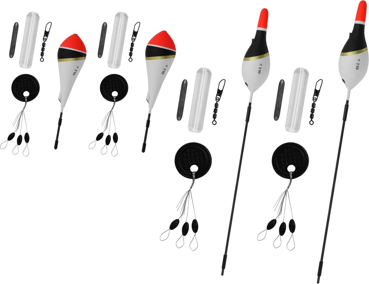 Forel Sleepdobbers - Dobberset Vissen - Forel Vissen - Inclusief Glas en Koordstopper - Set 3 - Blauw en Wit