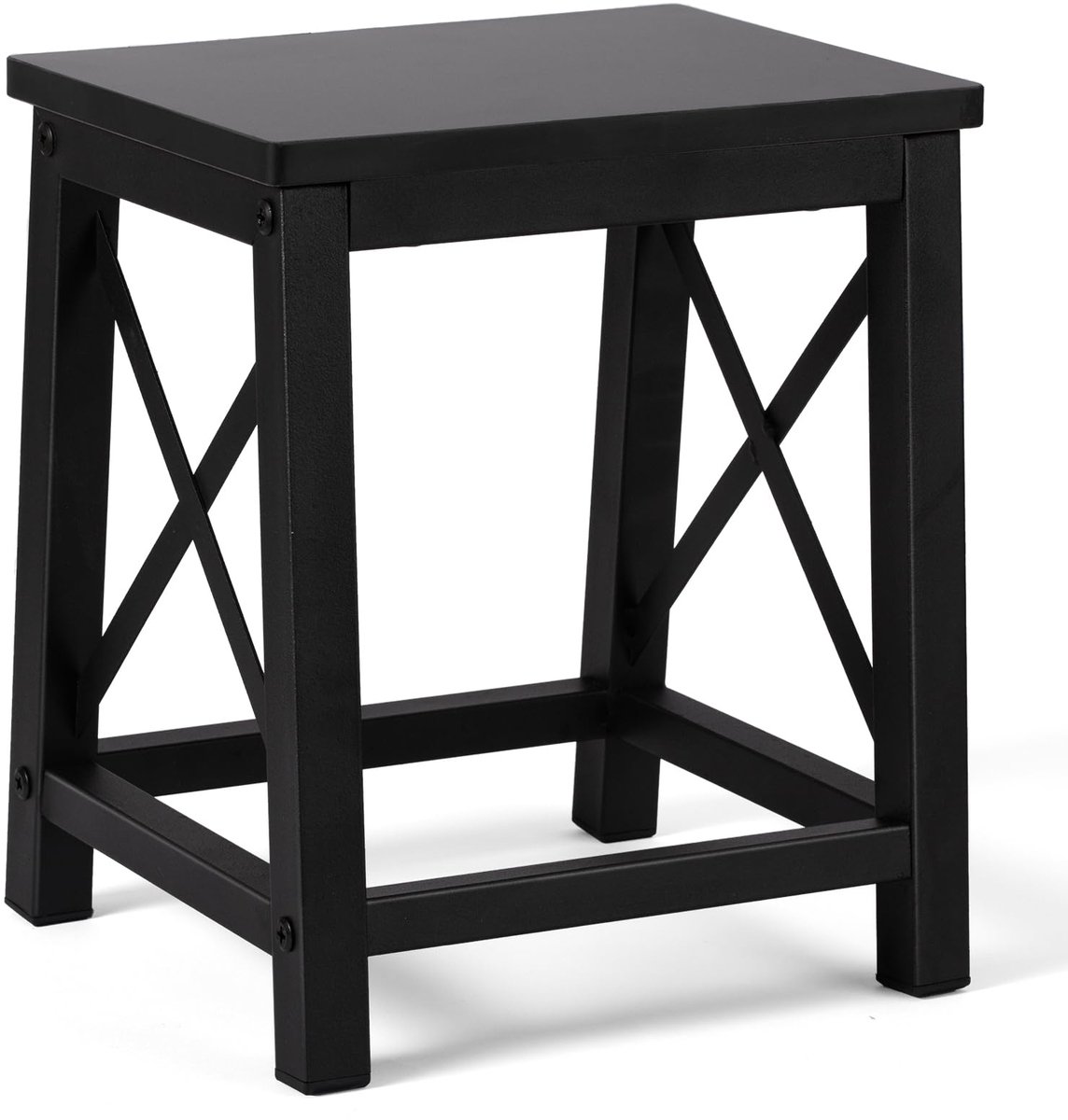 houten opstapje voor volwassenen en kinderen, duurzame opstapladder met antislipvoetjes, draagvermogen tot 220 kg, voetbank met zwaar metalen frame voor bed, badkamer, keuken, camper, zwart