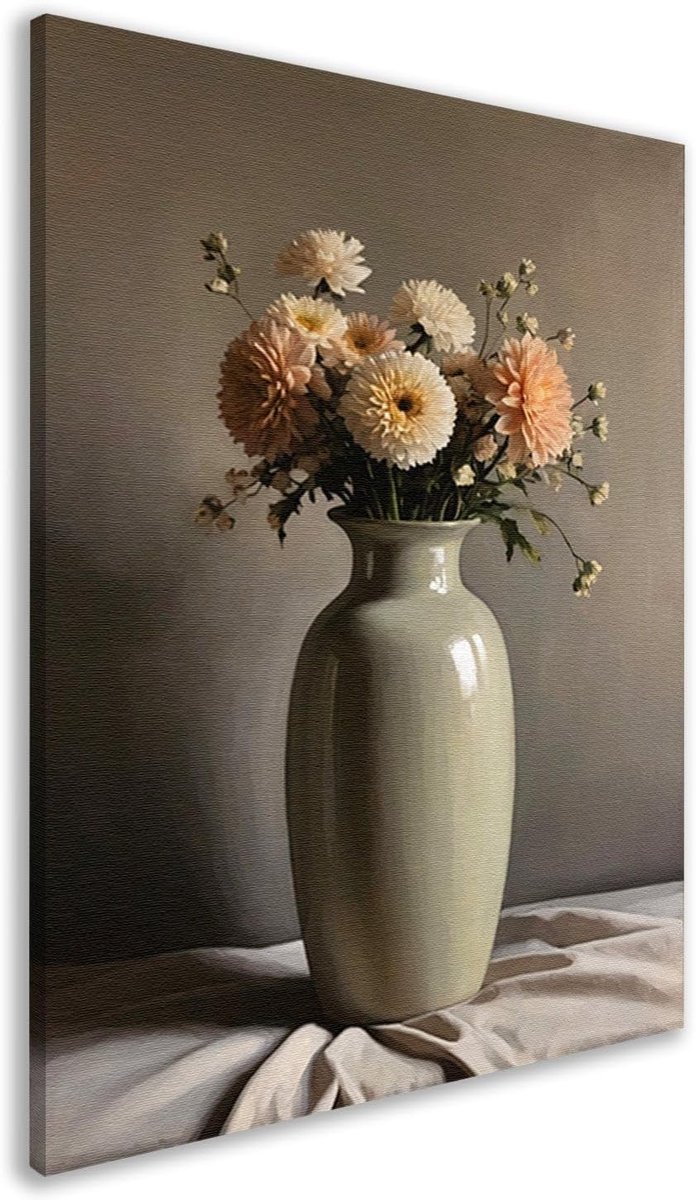 schilderijen, Natuur schilderij, Schilderij op canvas Vaas, Wanddecoratie klassiek, Canvas schilderij woonkamer, Slaapkamer accessoires canvas 100x150 cm