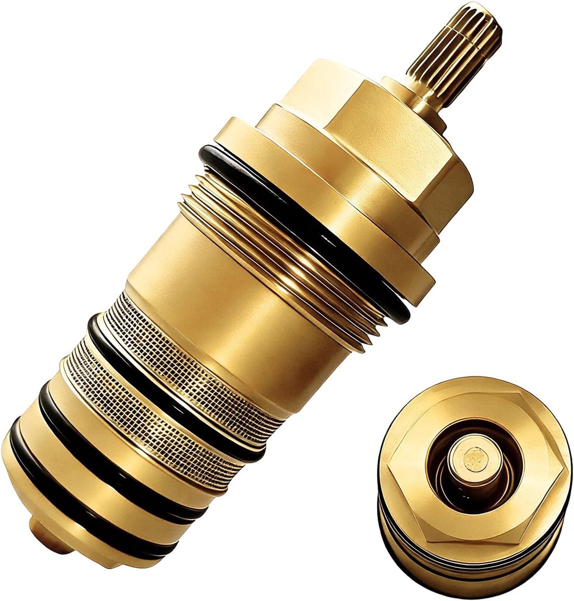 94282000 Temperatuurregelunit in messinguitvoering, 3/4" Passend voor Hansgrohe Ecostat douches, vervangend onderdeel voor temperatuurregelunit, messingmateriaal