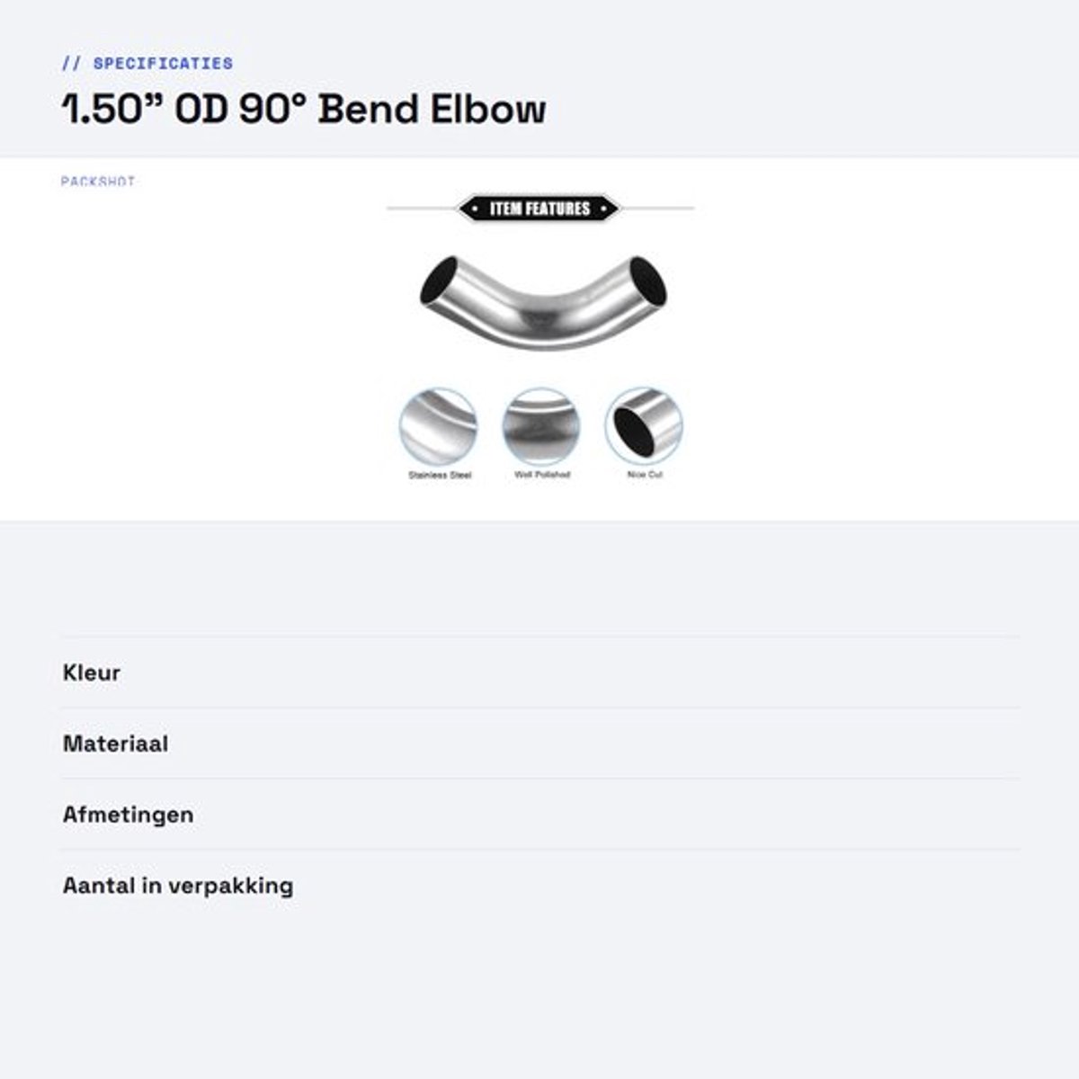 Store_7 - Car Bend Elbow Pipe Tube - 90° Uitlaatpijp - 1.50 inch
