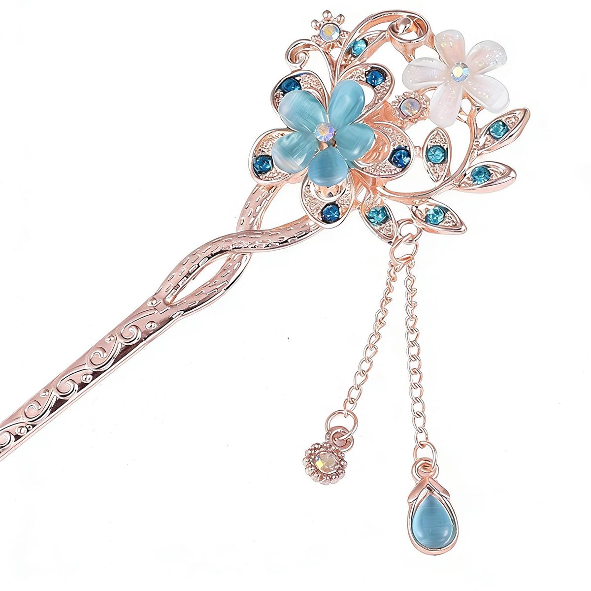 1 x haarspeld met blauwe bloem, vintage broche, haaraccessoires voor dames en meisjes, bloemendecoratie