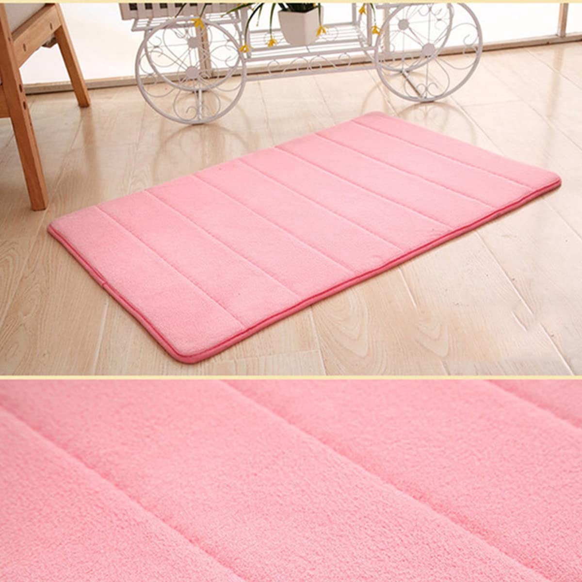 Badmat Memory Foam Zachte Badmatten Antislip Absorberende Badkamer Tapijten Rubber Back Runner Mat voor Keuken Badkamer Vloeren Roze50x120cm