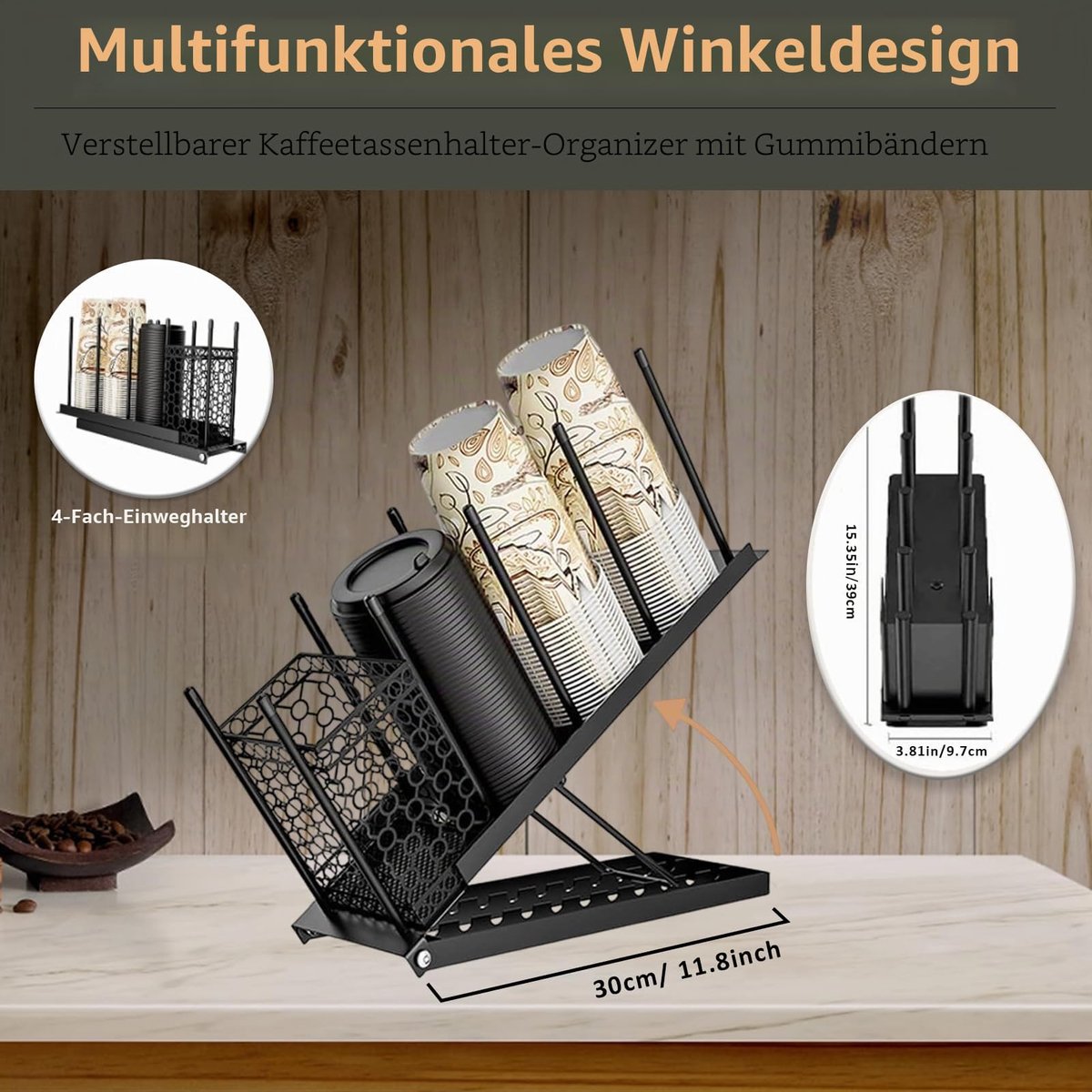 Bekerhouder Sofa Eenvoudige Cover Cup Voor Dranken Koffie Bar Organizer Teller Gebruik Glazen Houder Bar (Zwart)