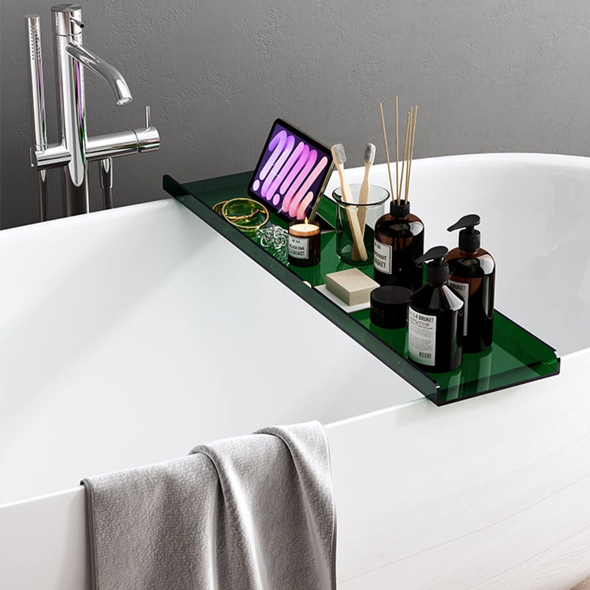 Badplank/Opbergmand, Modern Badkameraccessoire Voor Het Organiseren Van Uw Bad, 99 Cm Lang.(Groen - 80 Cm (31 1/2 Inch))