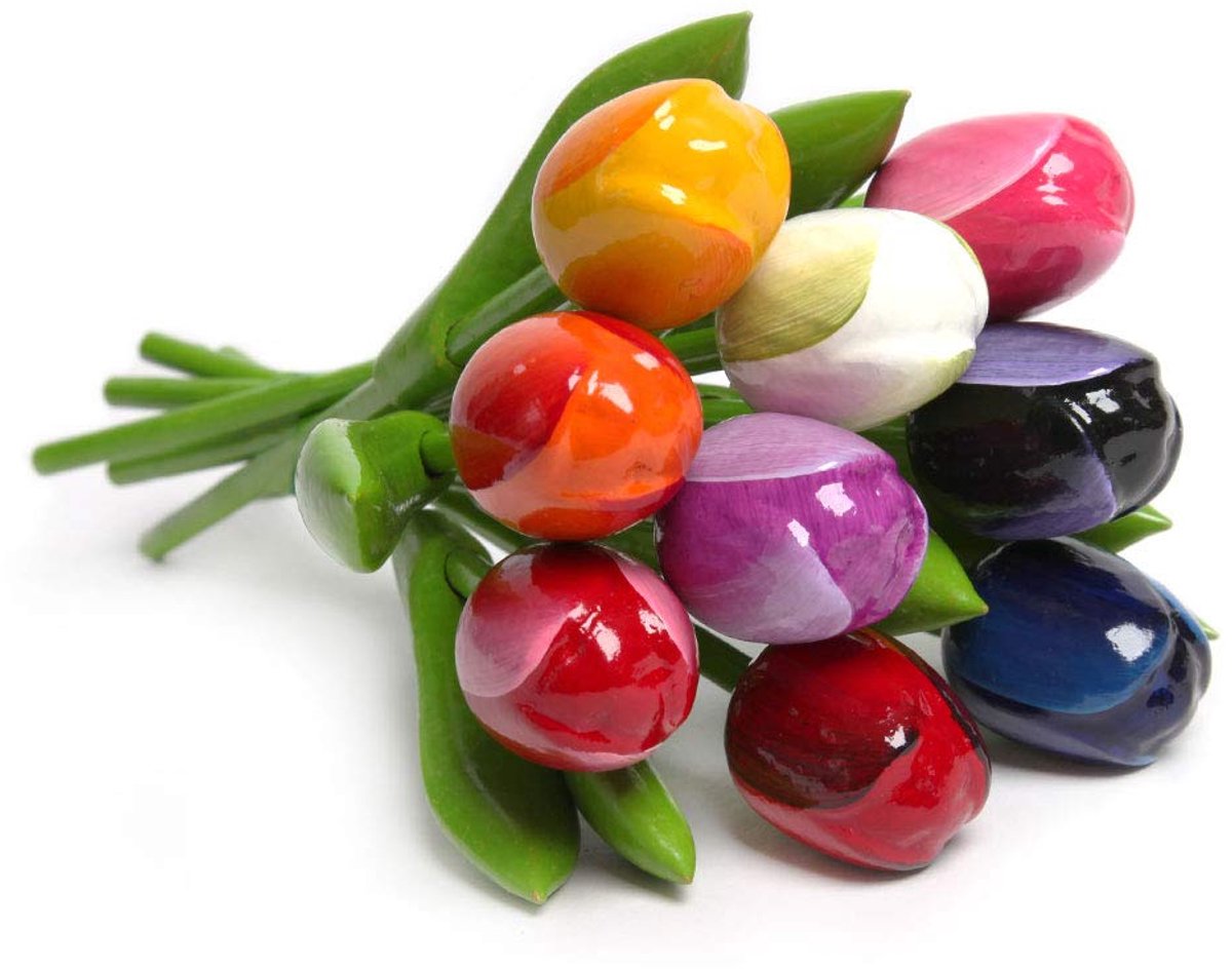 Kunsttulpen - handbeschilderd - 21 cm hoog - boeket decoratie - verjaardag - jubileum - Made in Holland