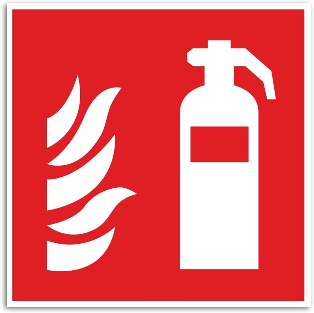 Veiligheidssticker Brandblusser - Waarschuwingsbord Veiligheid - Veiligheid Aangeven - UV- en weerbestendig - 10x10 cm - Wit