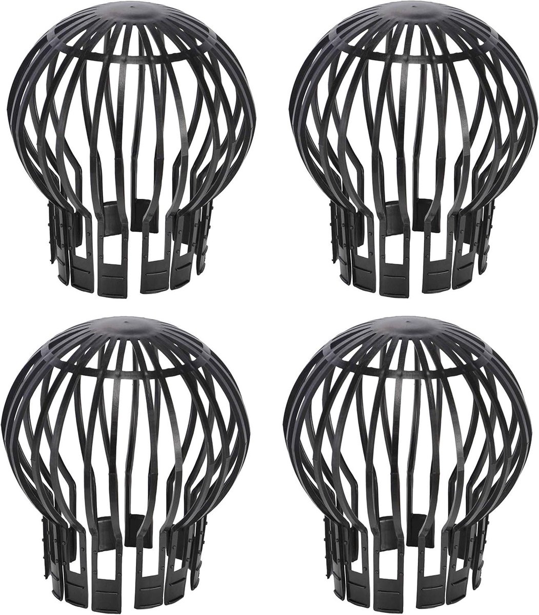 Dakgootsluiting - Regenpijpbescherming - Voorkom Verstopping - Bladvanger functie - Set van 4 stuks - Zwart