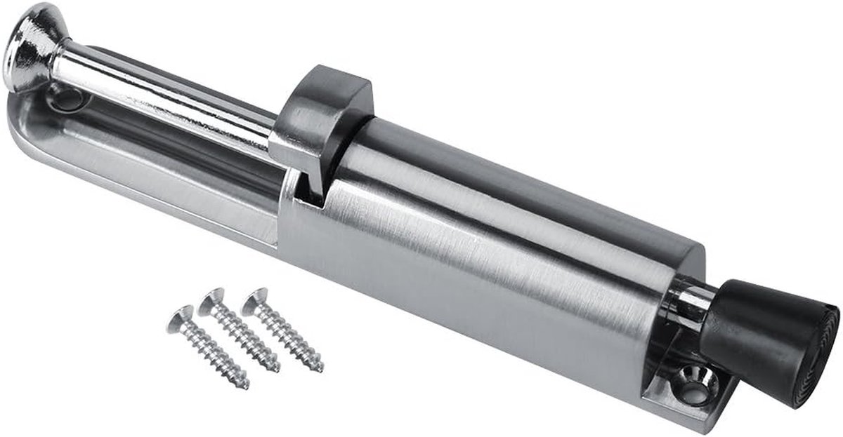 Deurhouder - Deurstopper - Winddicht Houden - Veerbelaste Plunjer - 20 cm - Zilver
