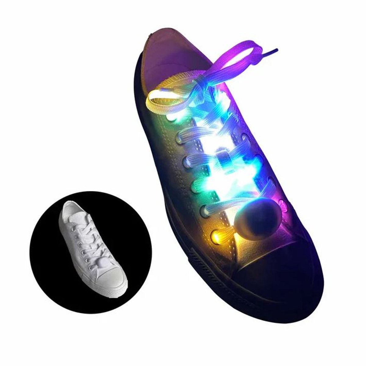 Veters LED - Lichtgevende veters - Opvallende veters - Schoenveters met verlichting - Glow veters - Coole veters - Schoenveters - Op batterijen - 70 cm - Multicolor - RGB - Jonyx