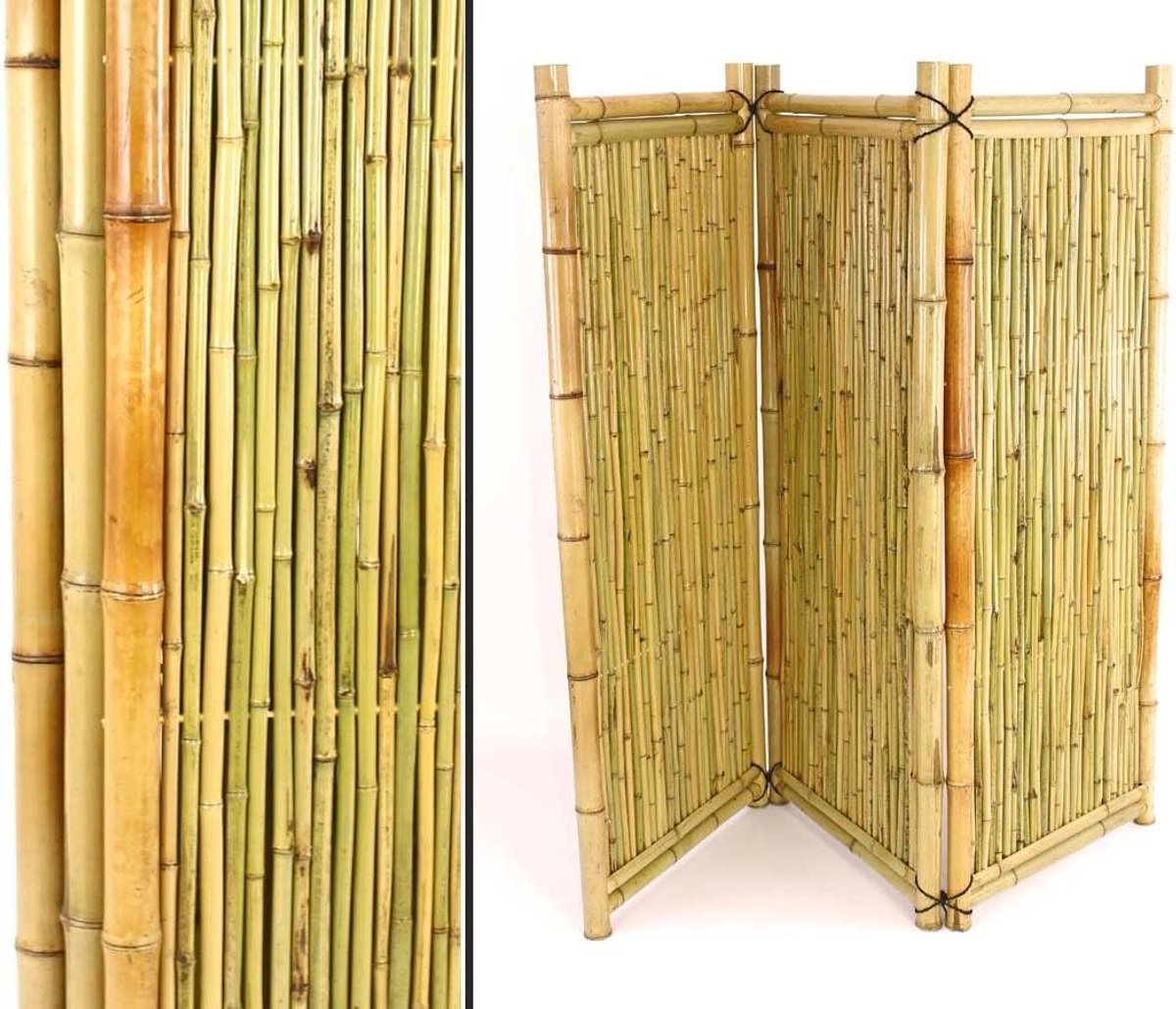 Driedelig Bamboe Kamerscherm 150x180 cm Mobiele Ruimteverdeler Inkijkbescherming