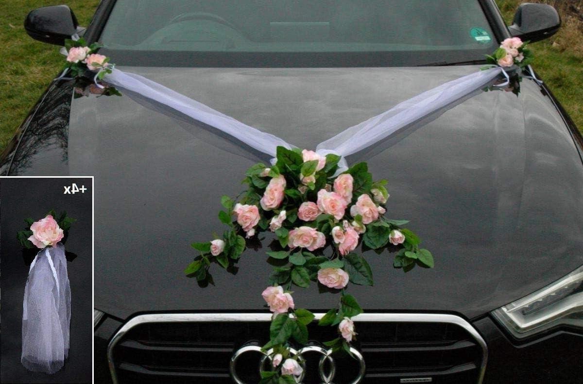 Autobouquet Kant - Auto Decoratie - Bruiloft Versieren - Handgemaakt - 140 cm - Lichtroze