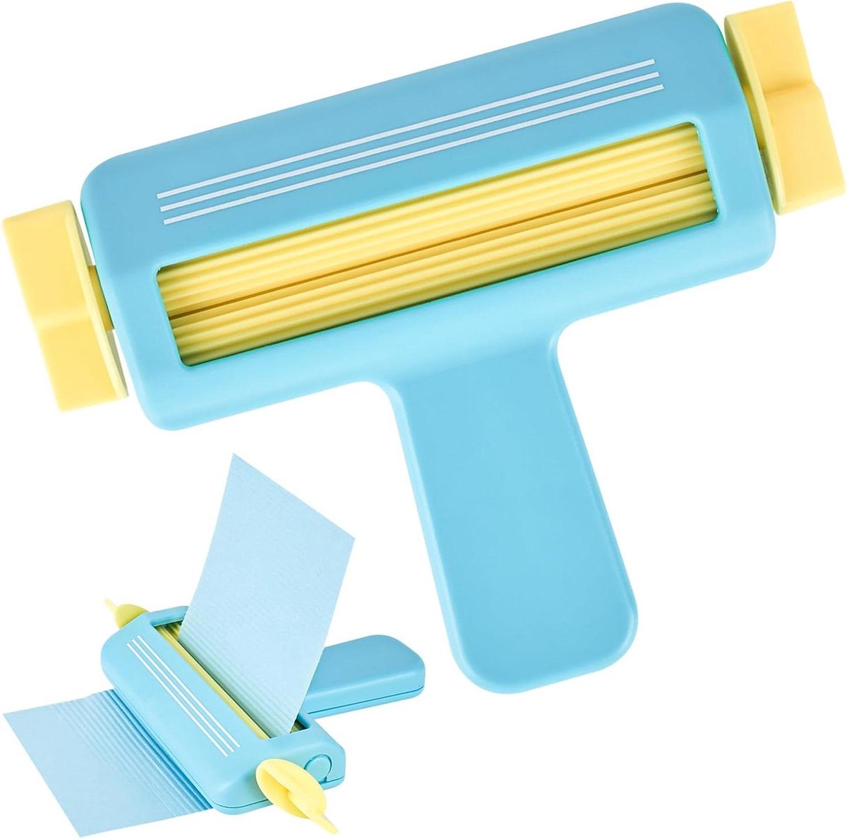 Papier Crimper - Golfkarton Machine - Creatief Knutselen - Uniek Golfpatroon - 17.5 cm - Blauw Geel