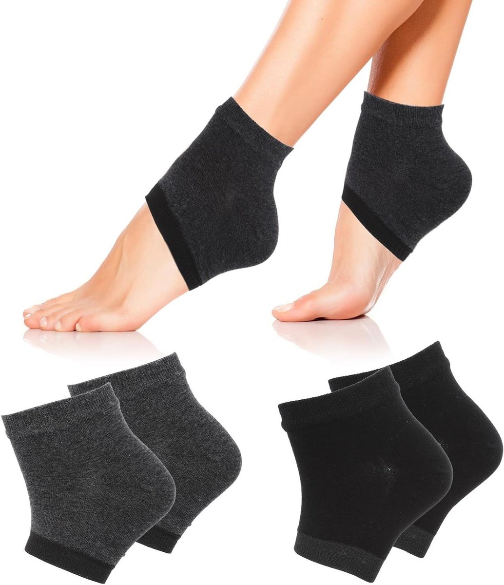 Hydraterende Spa Sokken - Gelsokken Voetmasker - Huidverzorging Voeten - Open Teendesign - 2 Paar - Zwart Grijs