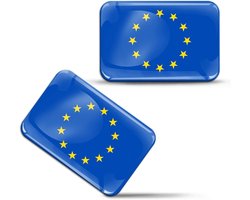 Koepelvormige Stickers - EU Vlag Decals - Voertuig Decoratie - 3D Hars Coating - 32 mm x 22 mm - Multicolor