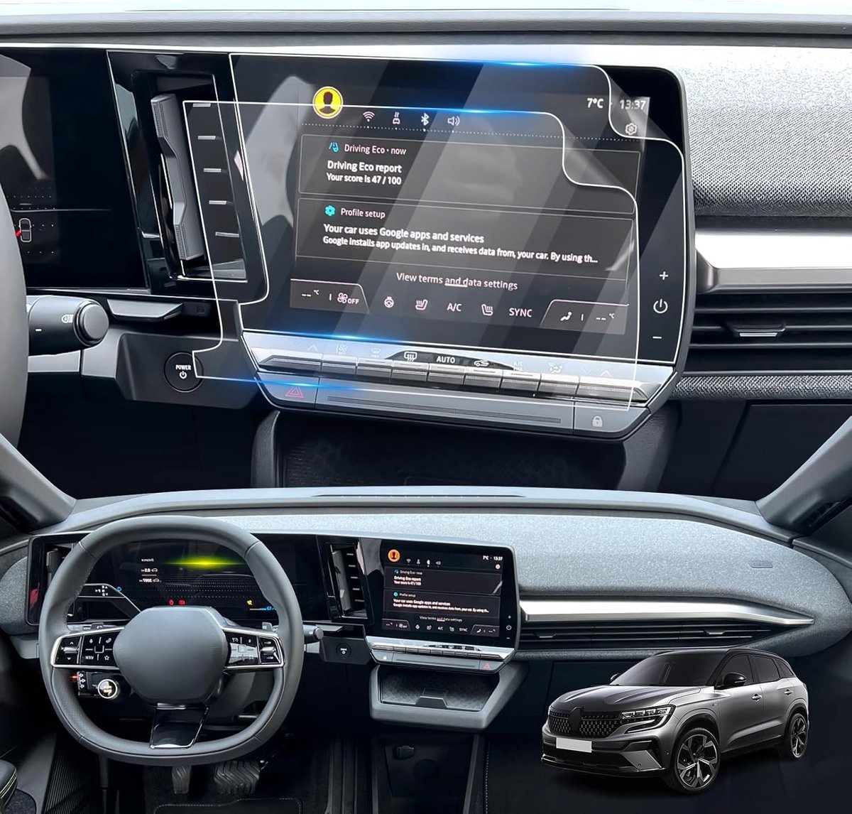 Screen Protector voor Renault Austral E-Tech Hybrid 9 Inch GPS Touchscreen - Nano PET 5H, Krasbestendige Bescherming, Accessoires voor Navigatie