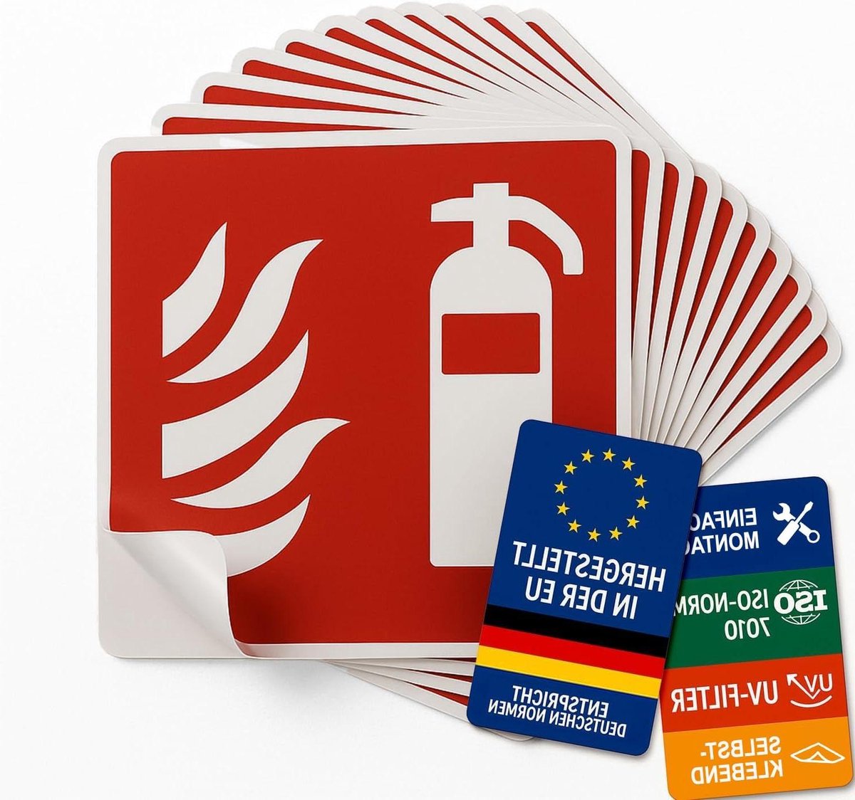Brandblusserbord - Veiligheidssticker pictogram - Noodsituatie markering - DIN EN ISO 7010 norm - 20 x 20 cm - Wit