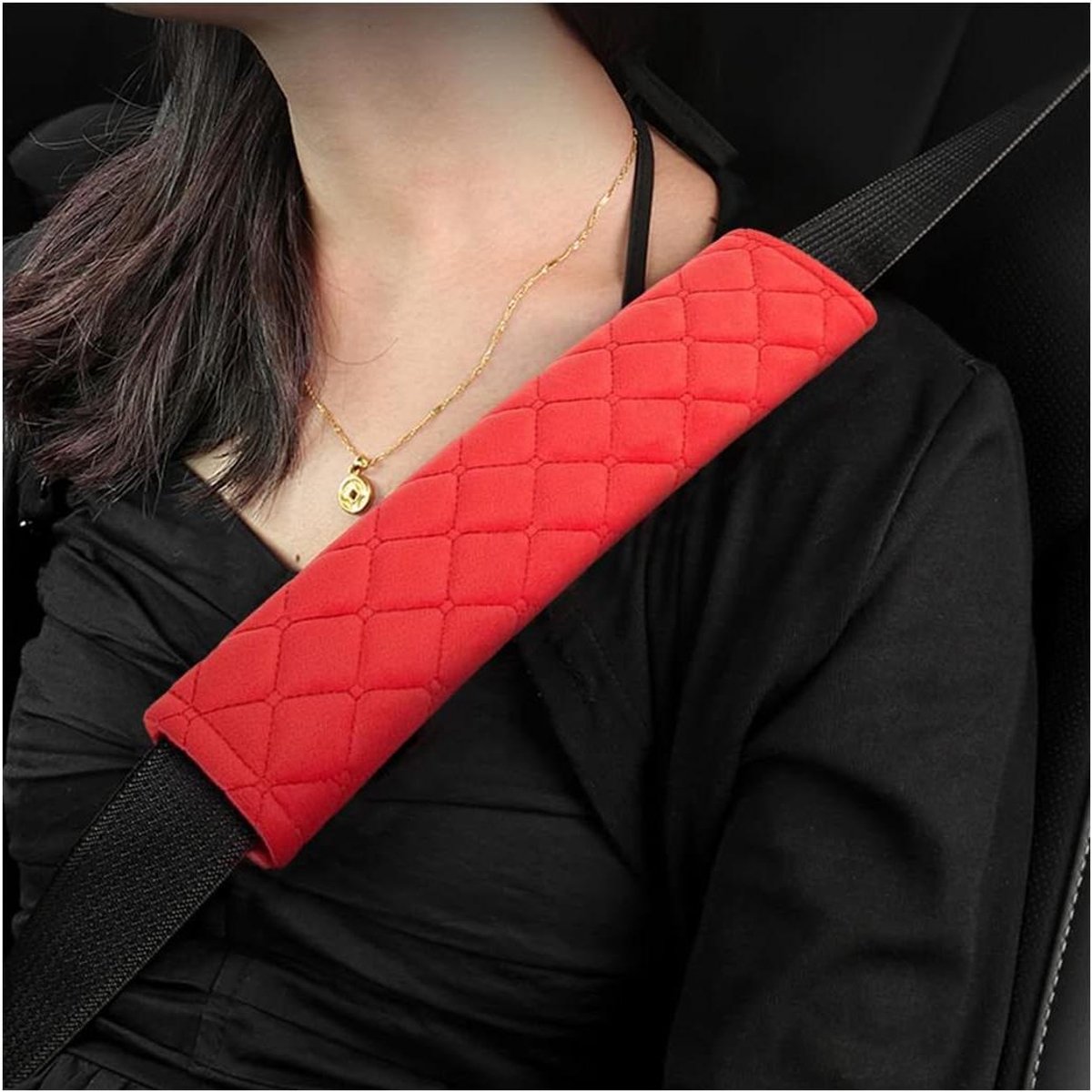 Gordelbeschermers - Schouderkussens - Comfortabel Rijden - Zacht Velours - 2 Stuks - Rood