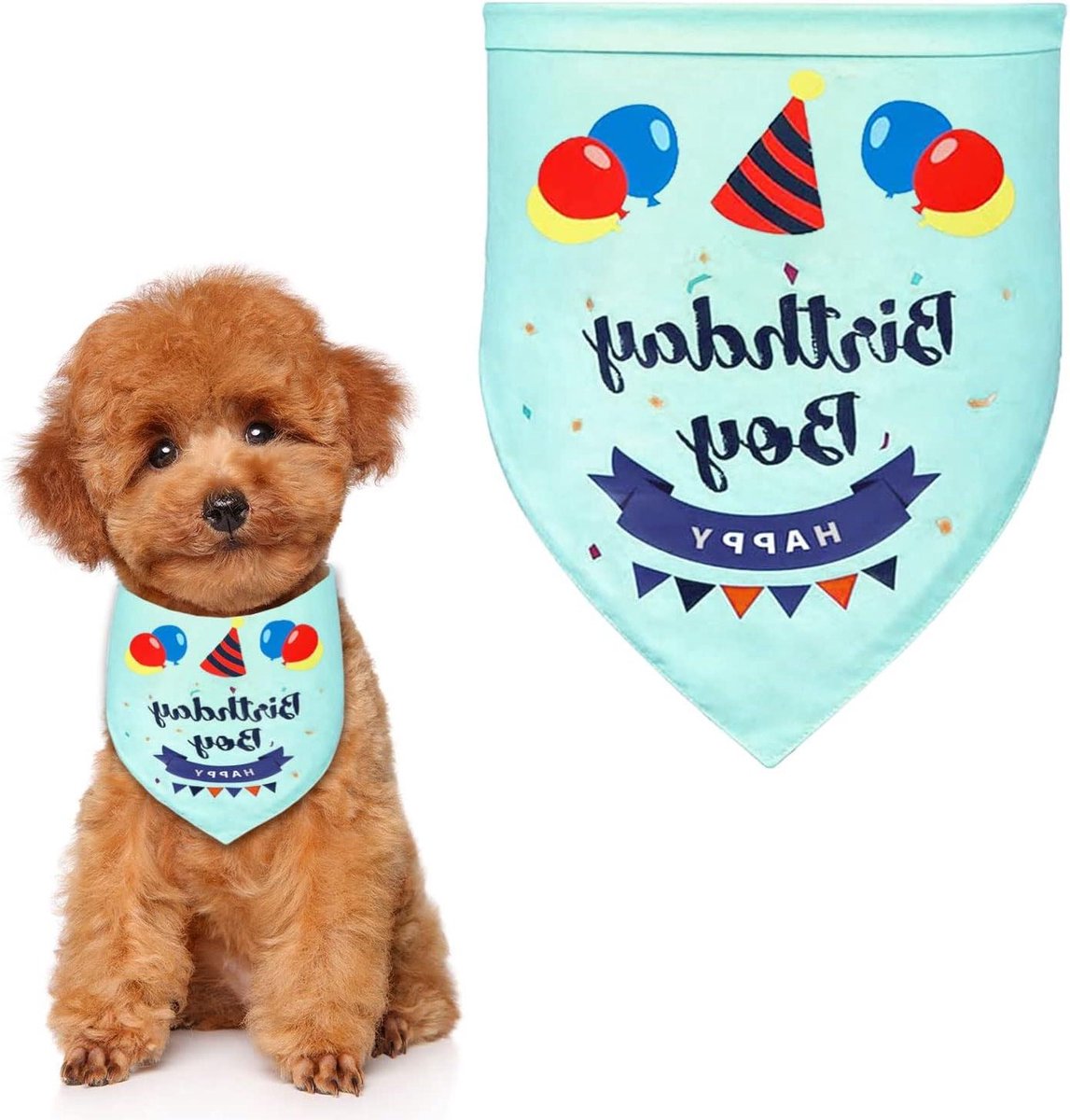 Hondenverjaardag Bandana - Huisdier Sjaal - Feestelijke Viering - Verstelbaar Katoen - 66 cm - Blauw Groen