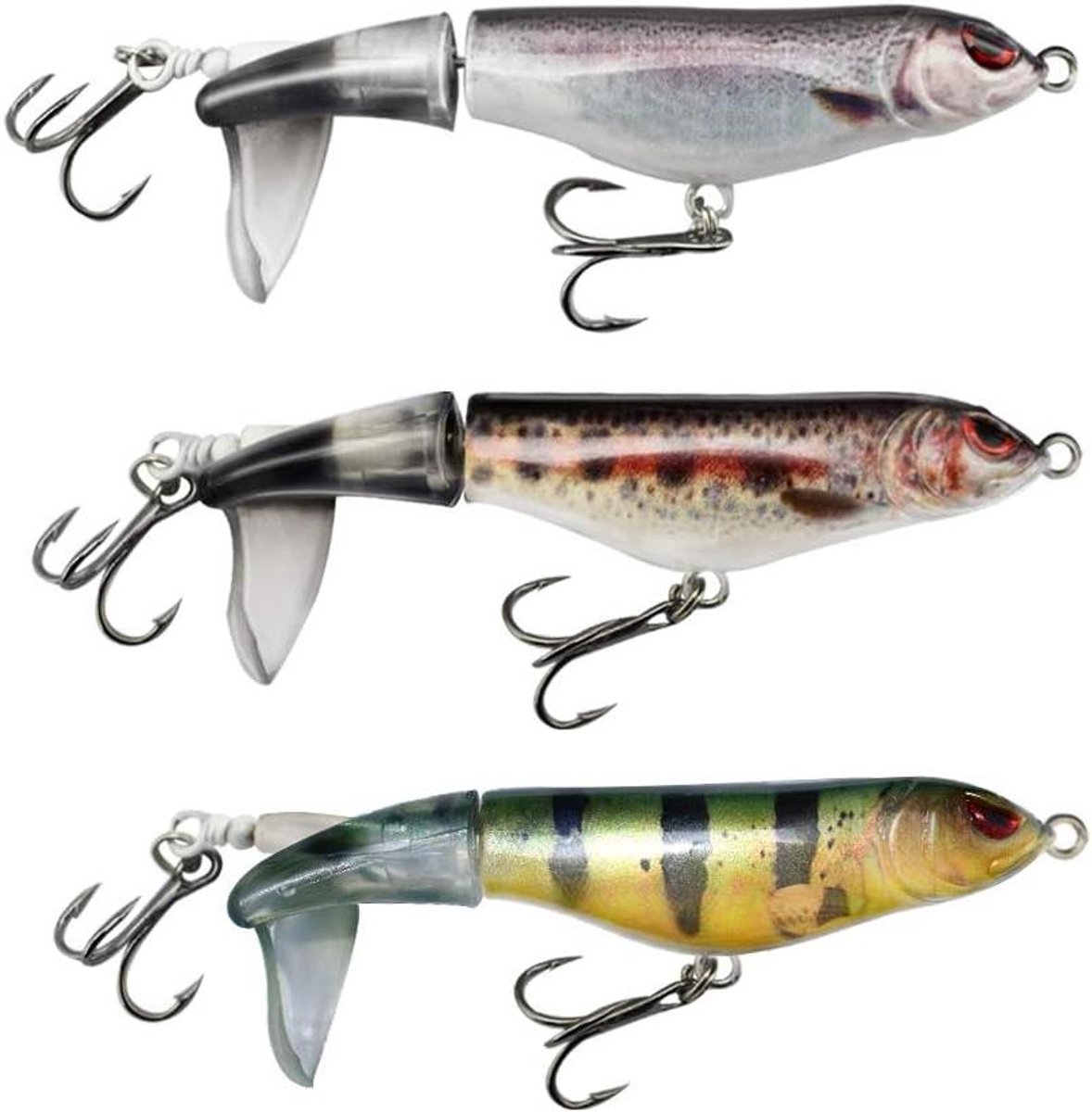 Vis Lokaas Set - Kunstaas Hengelsport - Vissen Ontspanning - Draaiende Staart - 110 mm 3 stuks - Set 2