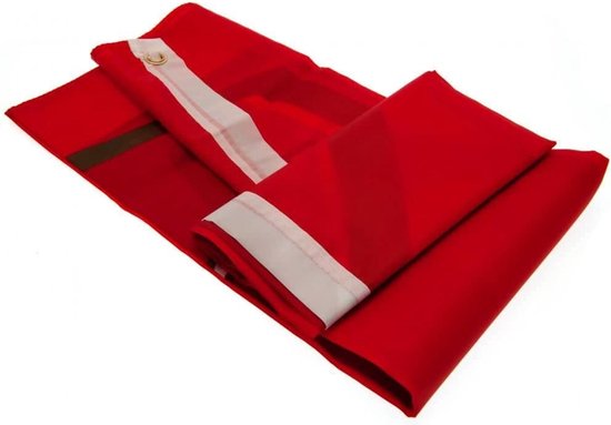 Rode Arsenal-vlag opgevouwen met een witte band en oogjes.