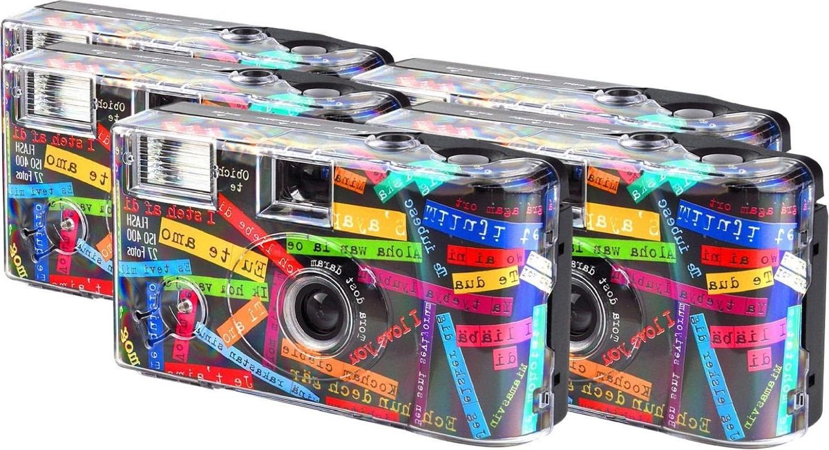 Wegwerpcamera Zwart - Bruiloftcamera Feestcamera - Foto's Maken - Met Geïntegreerde Flitser - 5 Stuks - Zwart